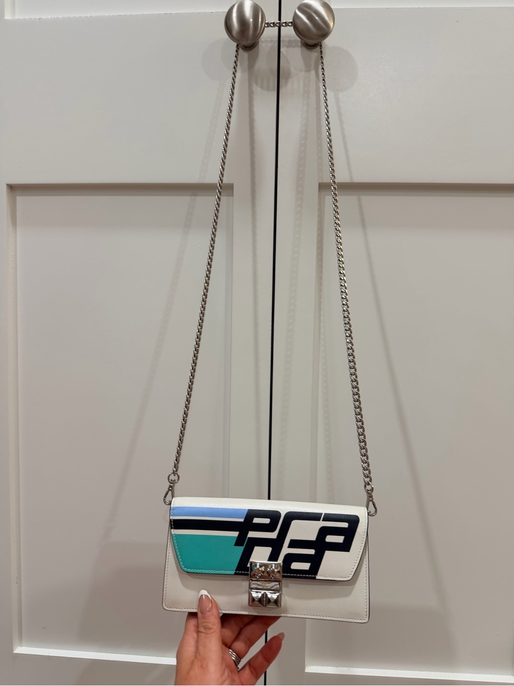 PRADA Elektra Wallet on Chrome Chain Printed Leather - With PRADA Dustie✨ - Picture 5 of 14